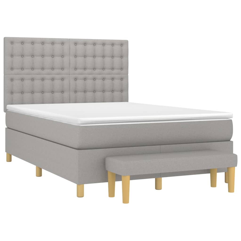 Krevet box spring s madracem svjetlosivi 140x200 cm od tkanine