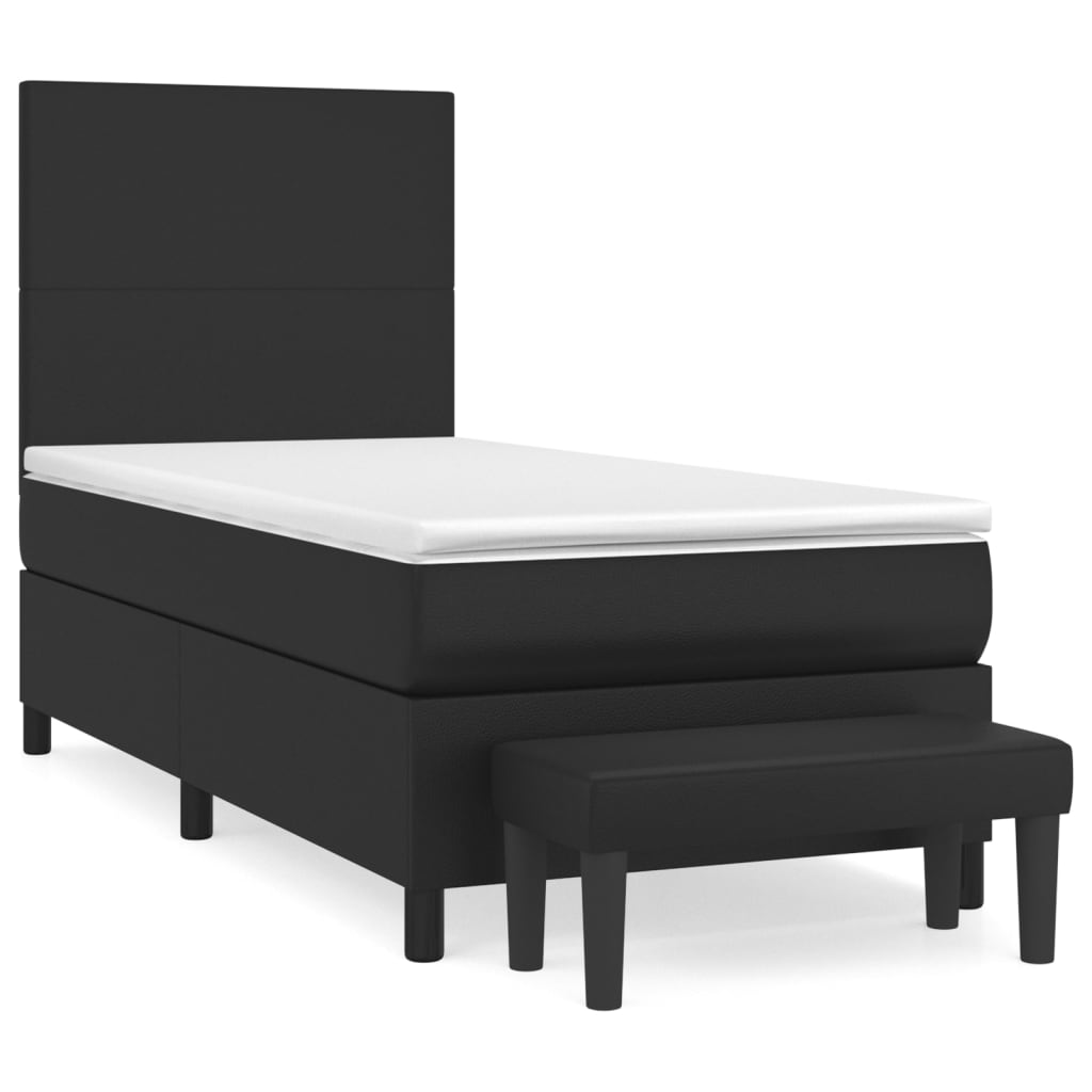 Krevet s oprugama i madracem crni 90 x 200 cm od umjetne kože