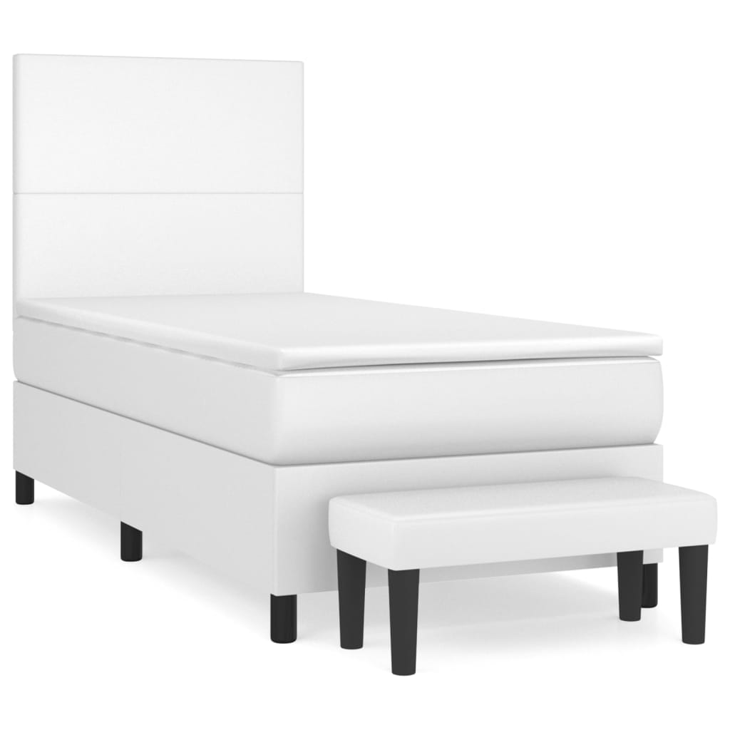 Krevet s oprugama i madracem bijeli 90 x 200 cm od umjetne kože