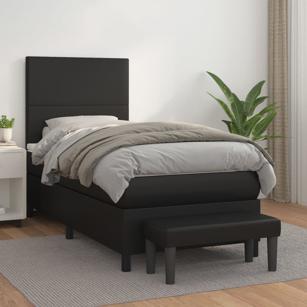 Krevet s oprugama i madracem crni 100x200 cm od umjetne kože