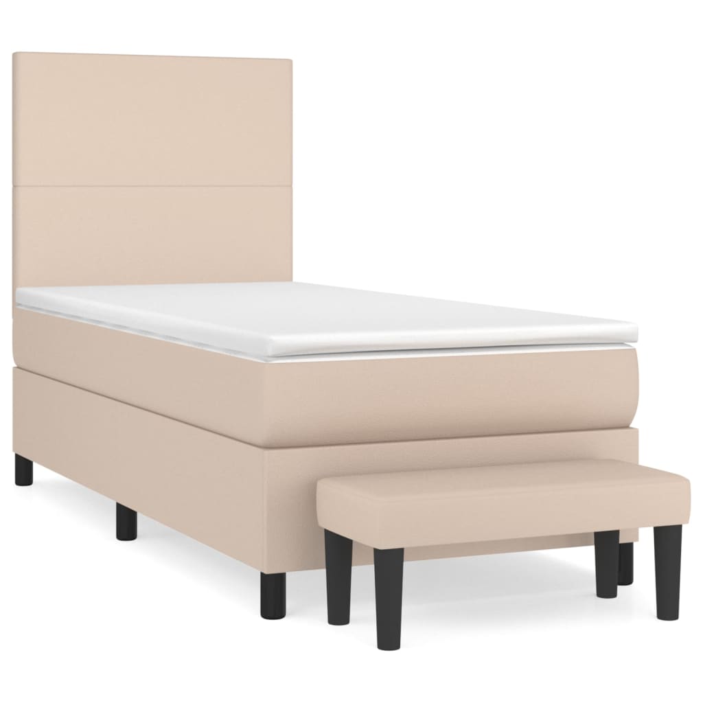 Krevet s oprugama i madrac cappuccino 100x200cm od umjetne kože