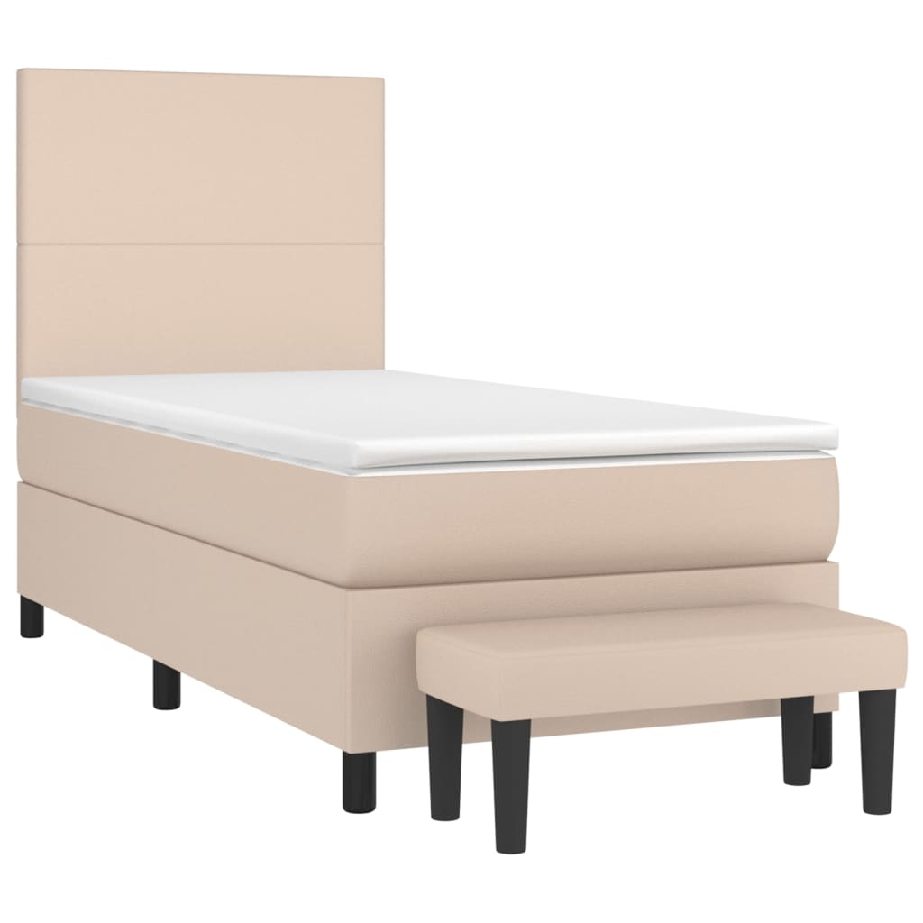 Krevet s oprugama i madrac cappuccino 100x200cm od umjetne kože