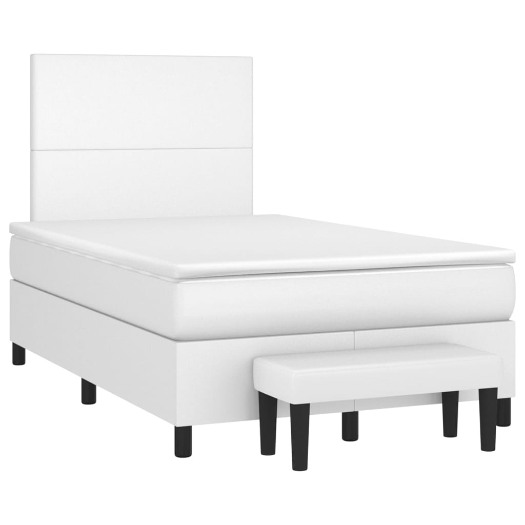 Krevet s oprugama i madracem bijeli 120x200 cm od umjetne kože