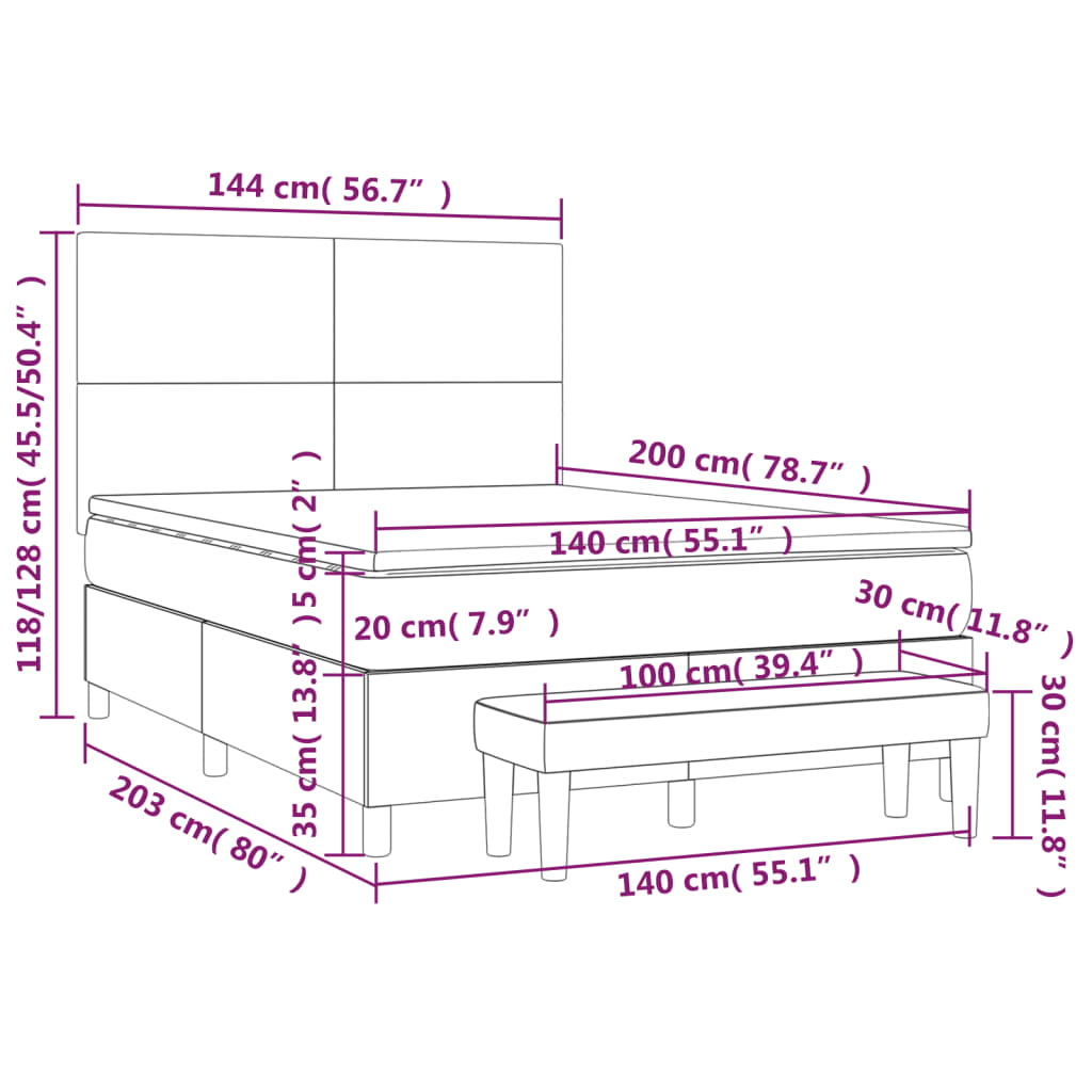 Krevet s oprugama i madracem bijeli 140x200 cm od umjetne kože