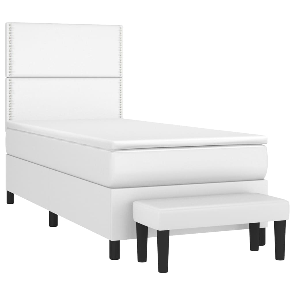 Krevet s oprugama i madracem bijeli 100x200 cm od umjetne kože