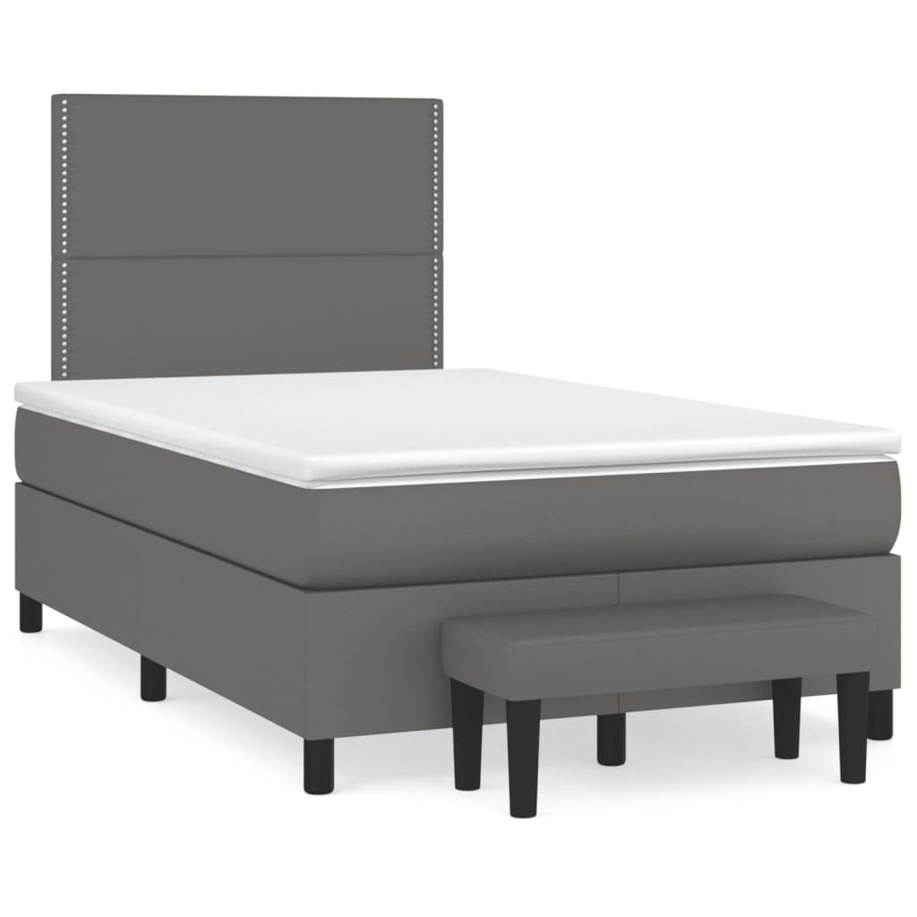 Krevet s oprugama i madracem sivi 120x200 cm od umjetne kože