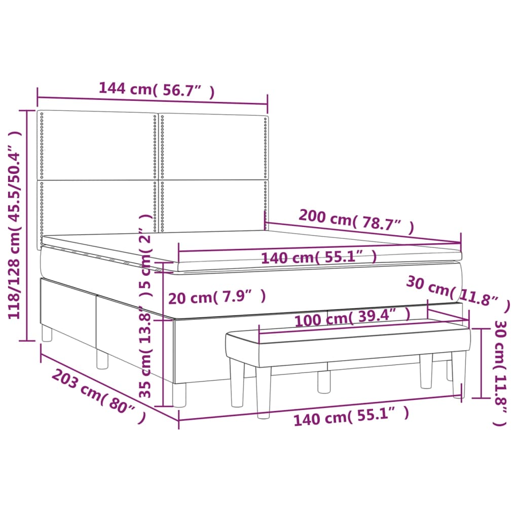 Krevet s oprugama i madracem crni 140 x 200 cm od umjetne kože