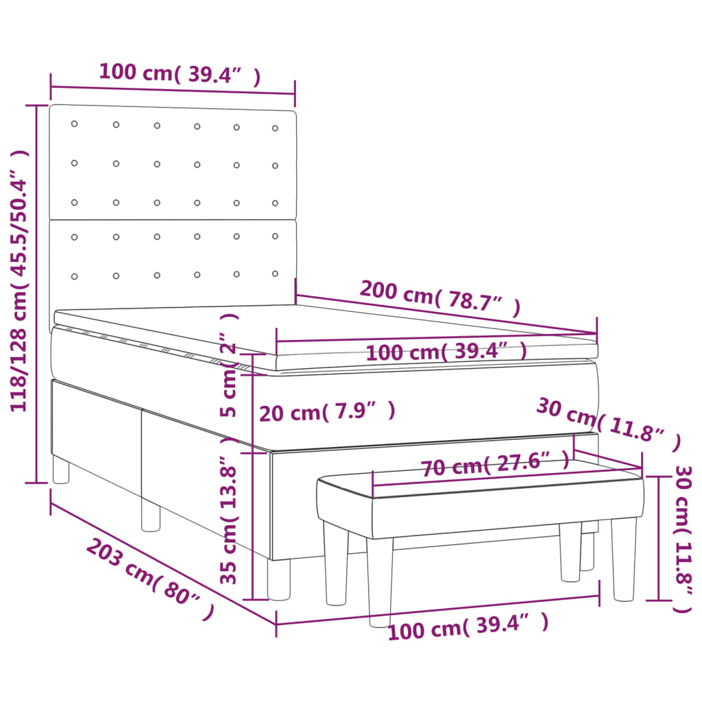 Krevet s oprugama i madracem crni 100x200 cm od umjetne kože