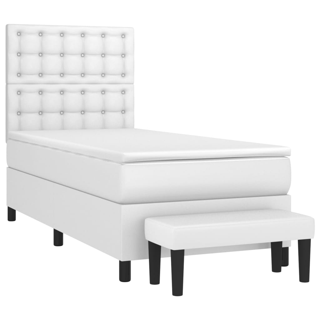 Krevet s oprugama i madracem bijeli 100x200 cm od umjetne kože