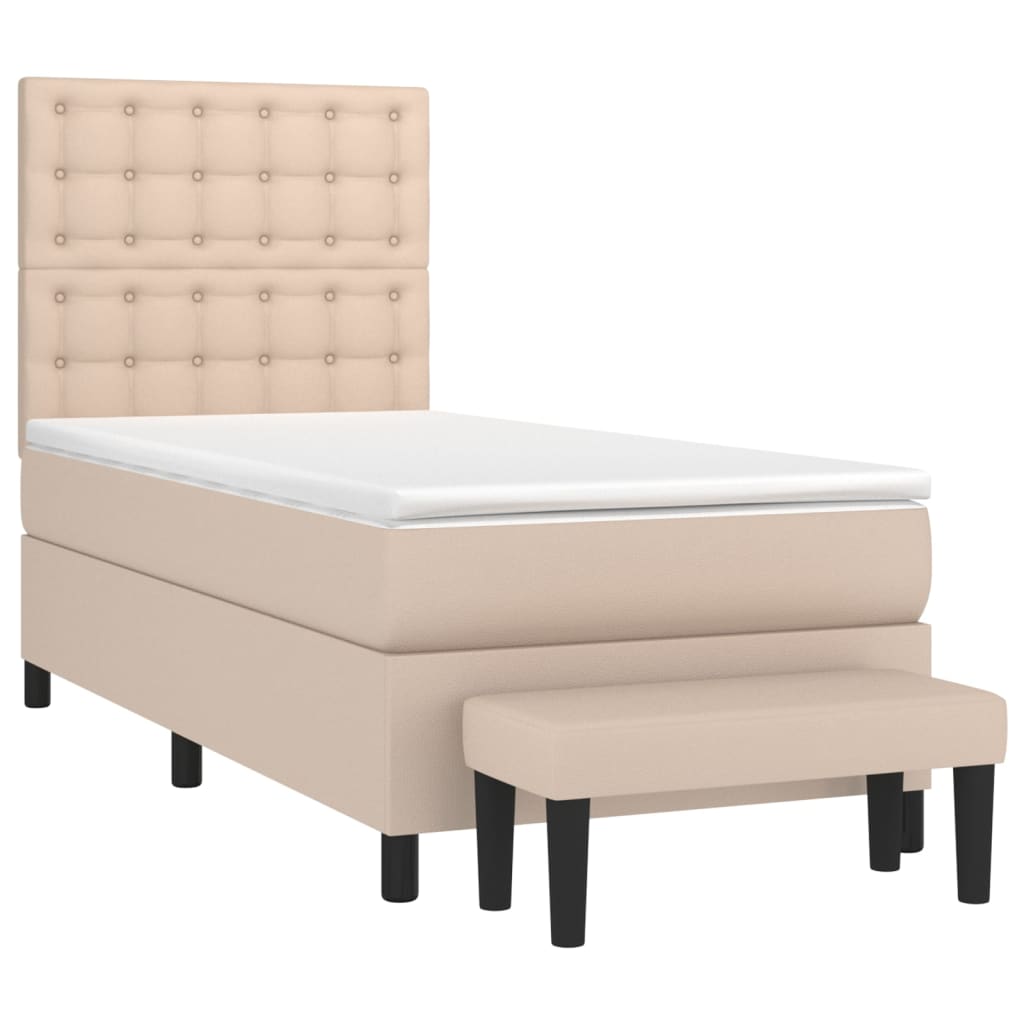Krevet s oprugama i madrac cappuccino 100x200cm od umjetne kože