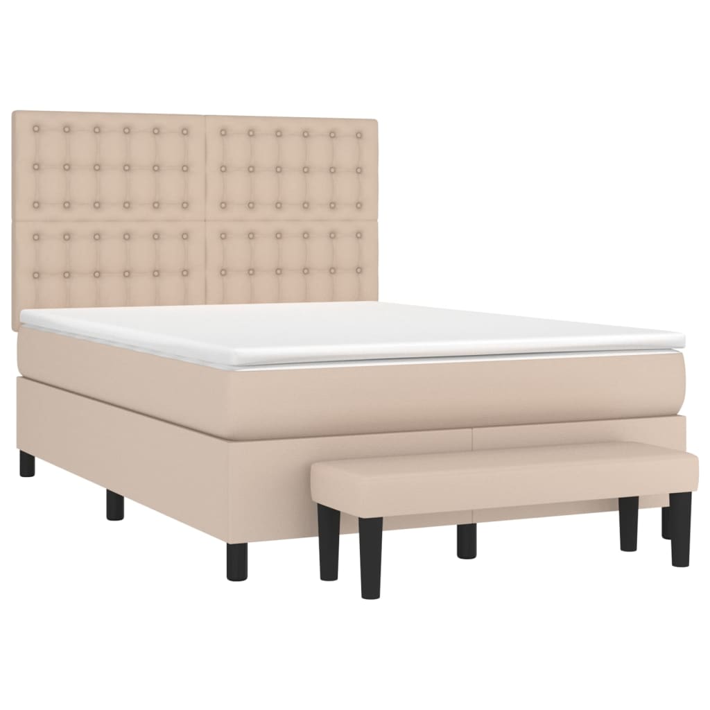 Krevet s oprugama i madrac cappuccino 140x190cm od umjetne kože
