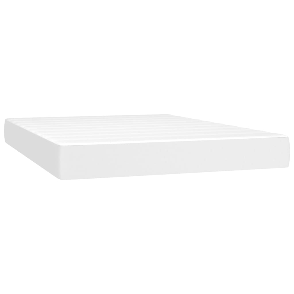 Krevet s oprugama i madracem bijeli 140x200 cm od umjetne kože