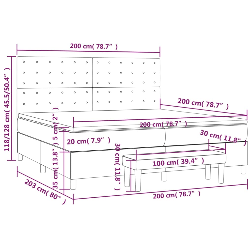 Krevet s oprugama i madracem crni 200x200 cm od umjetne kože