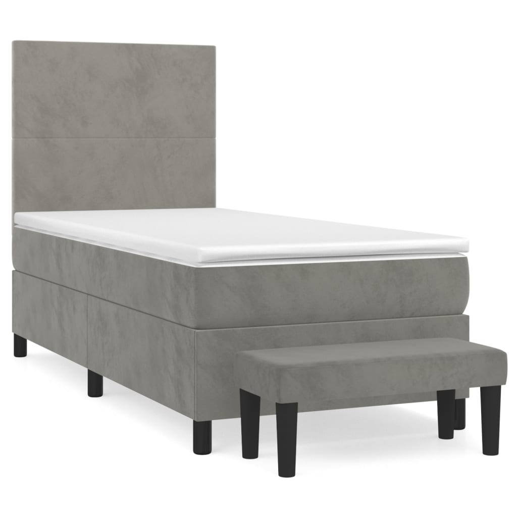 Box spring krevet s madracem svjetlosivi 80 x 200 cm baršunasti