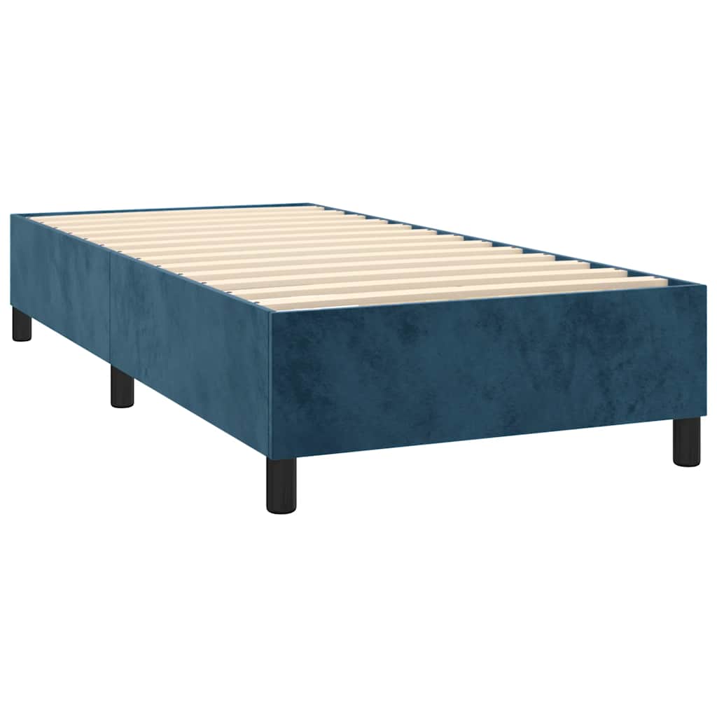 Box spring krevet s madracem tamnoplavi 90x200 cm baršunasti