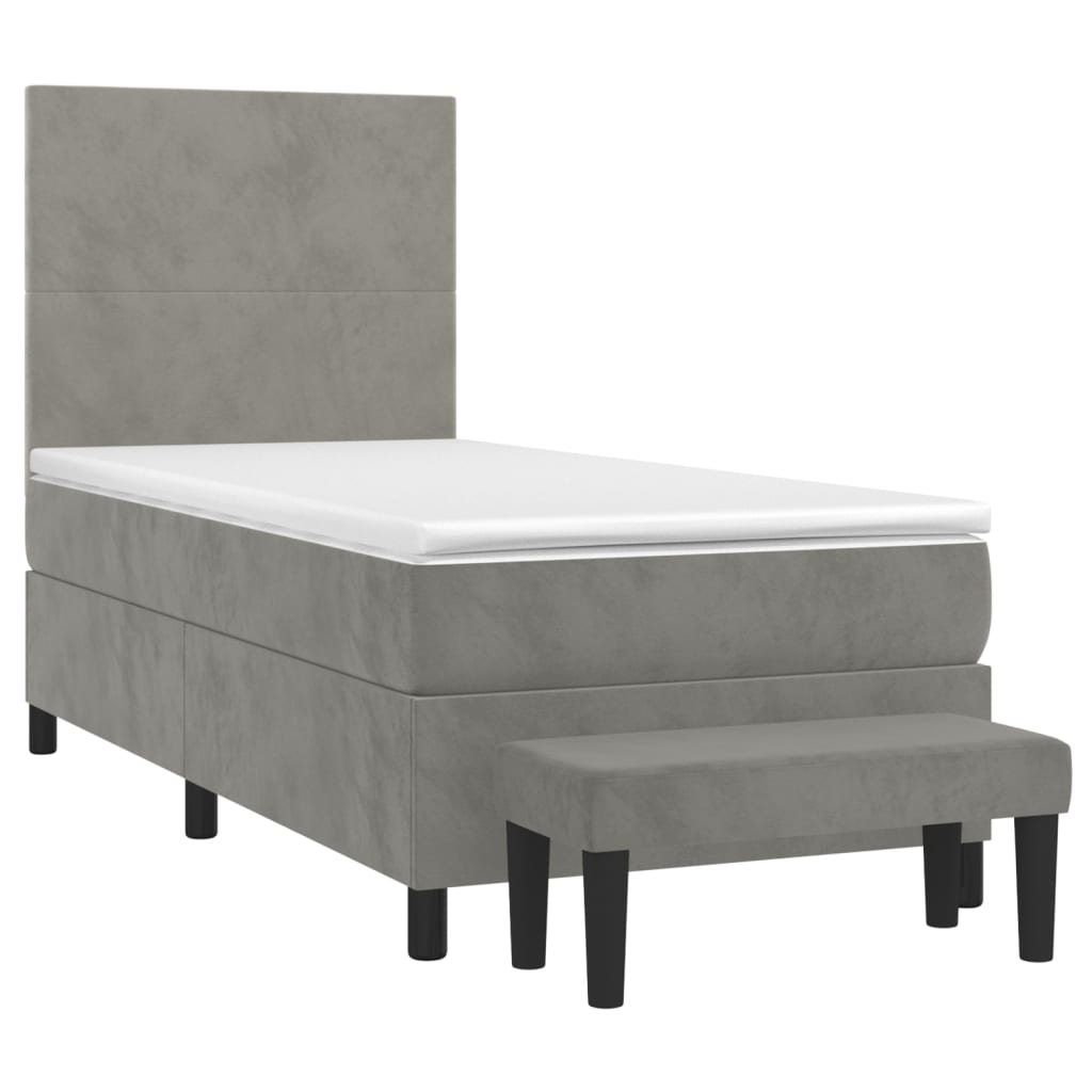 Box spring krevet s madracem svjetlosivi 100x200 cm baršunasti