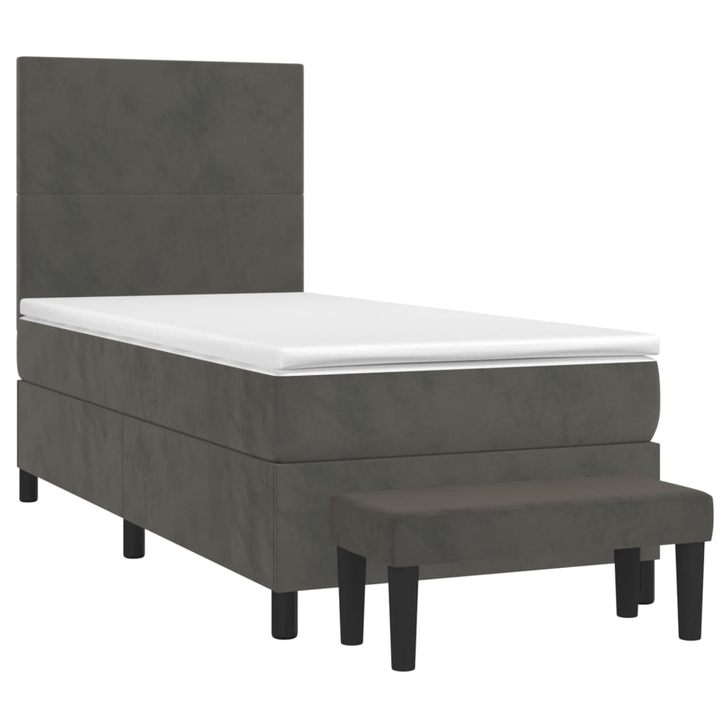 Box spring krevet s madracem tamnosivi 100x200 cm baršunasti