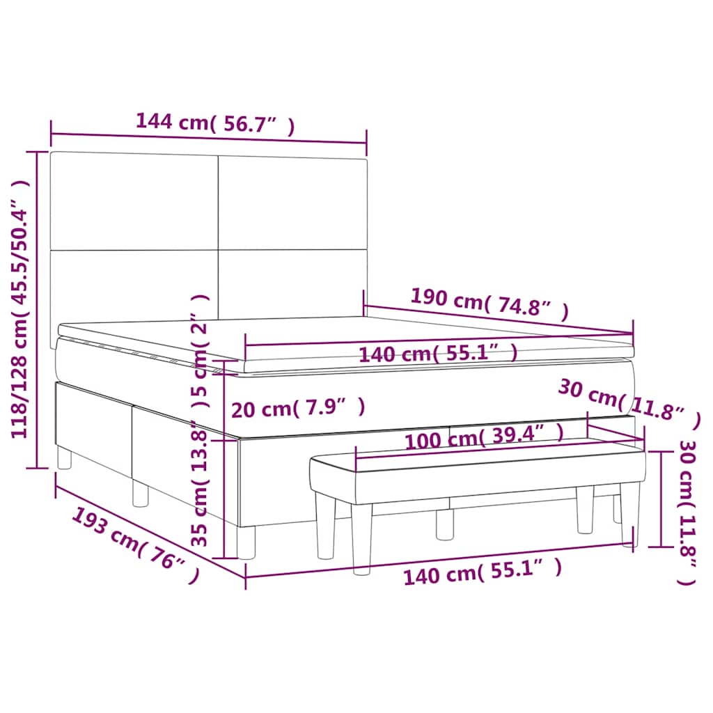 Krevet s oprugama i madracem tamnozeleni 140x190 cm baršunasti