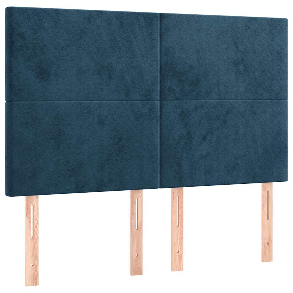 Krevet s oprugama i madracem tamnoplavi 140x190 cm baršunasti