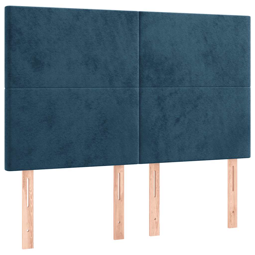 Krevet s oprugama i madracem tamnoplavi 140x200 cm baršunasti