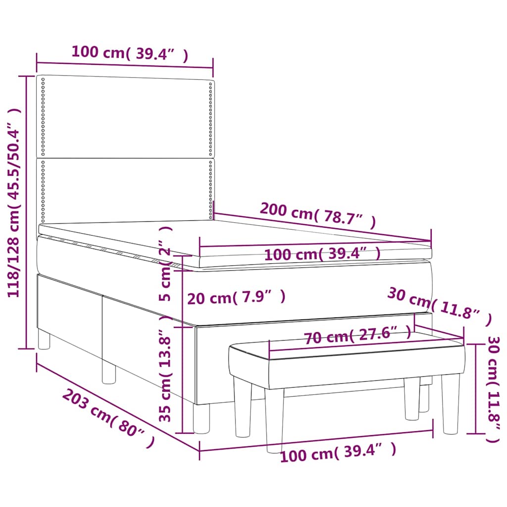 Box spring krevet s madracem tamnozeleni 100x200 cm baršunasti