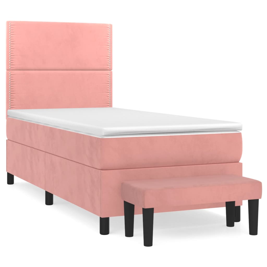 Box spring krevet s madracem ružičasti 100x200 cm baršunasti