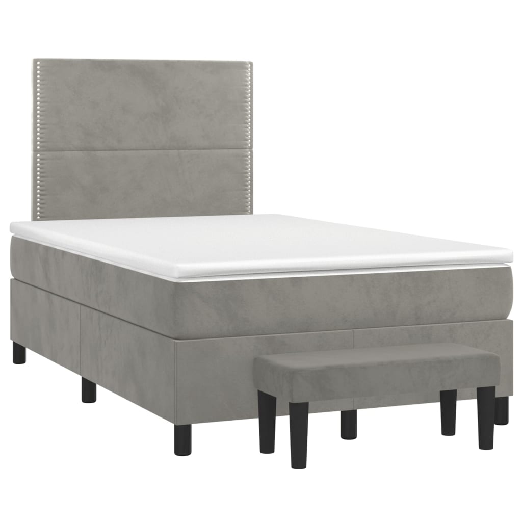 Box spring krevet s madracem svjetlosivi 120x200 cm baršunasti