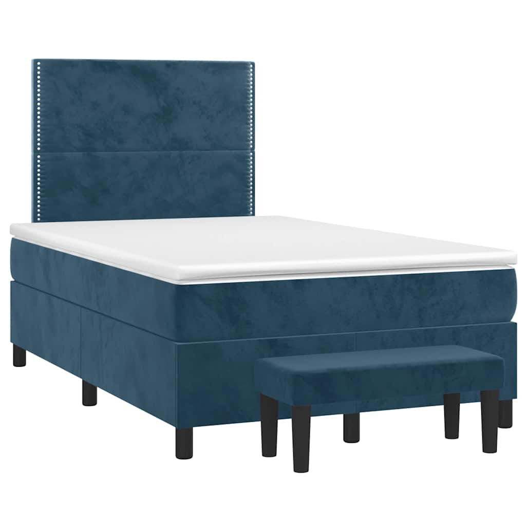Box spring krevet s madracem tamnoplavi 120 x 200 cm baršunasti