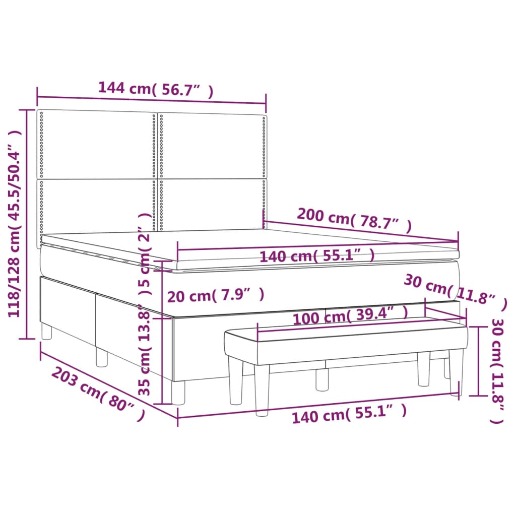 Krevet s oprugama i madracem svjetlosivi 140x200 cm baršunasti