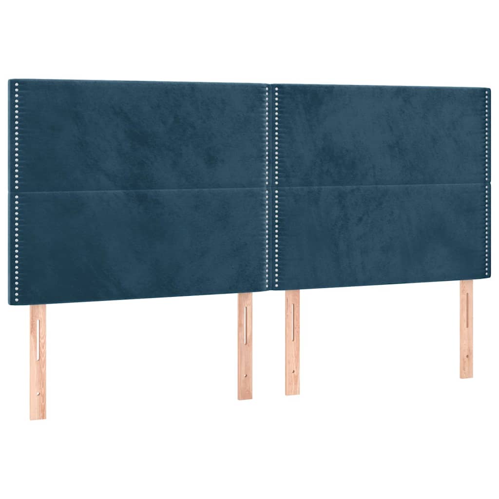 Krevet s oprugama i madracem tamnoplavi 160x200 cm baršunasti