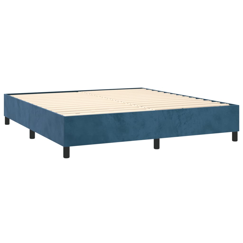 Krevet s oprugama i madracem tamnoplavi 200x200 cm baršunasti