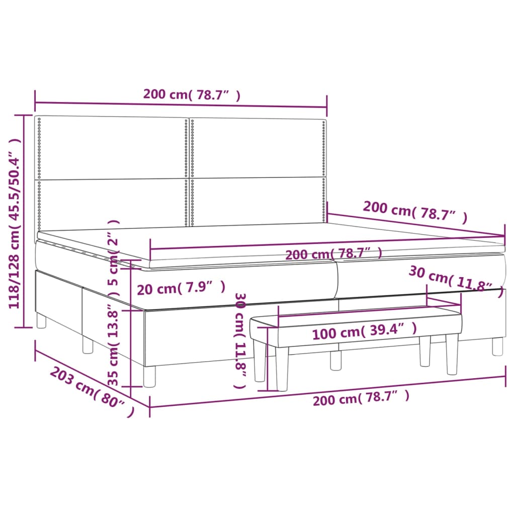 Krevet s oprugama i madracem tamnoplavi 200x200 cm baršunasti