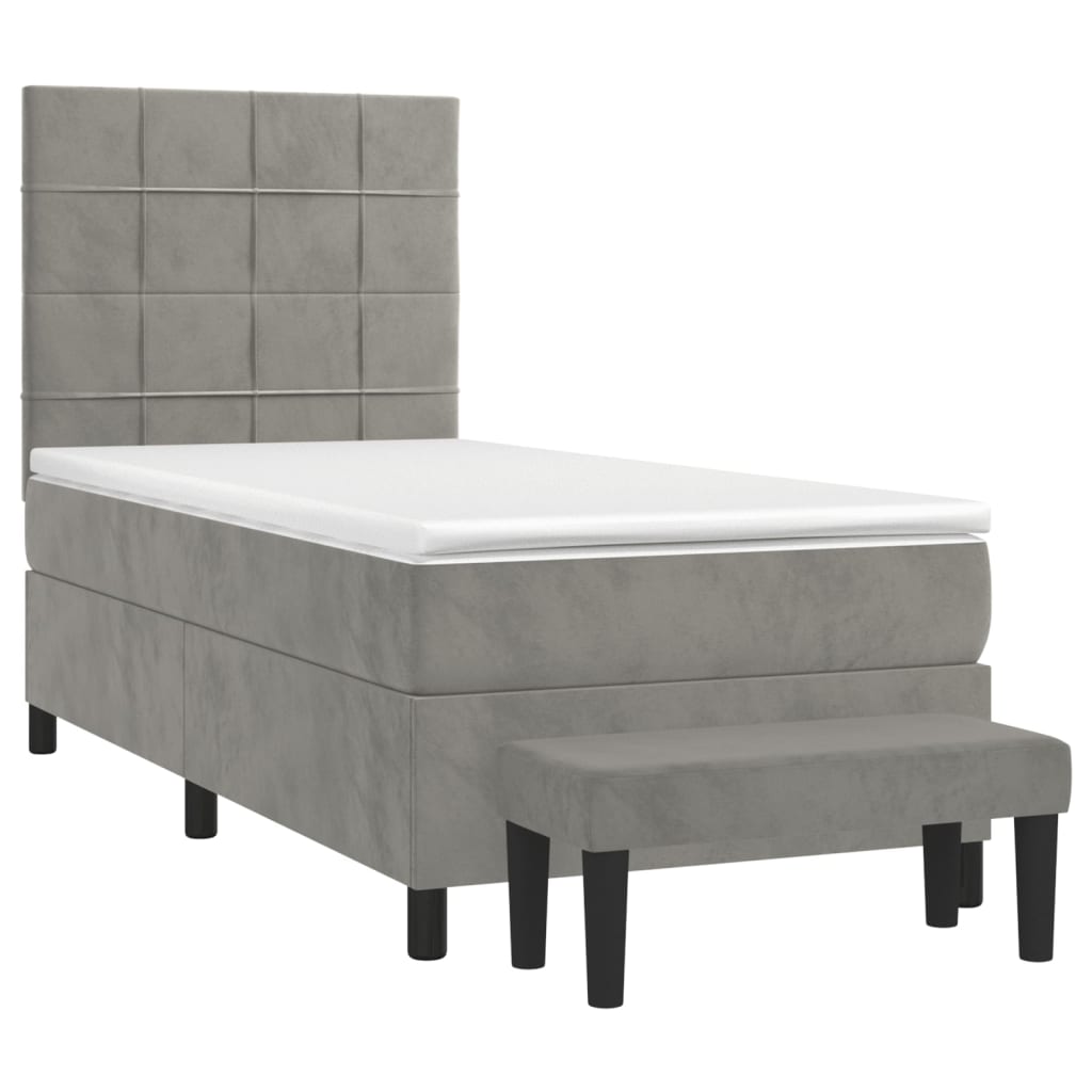 Box spring krevet s madracem svjetlosivi 80 x 200 cm baršunasti