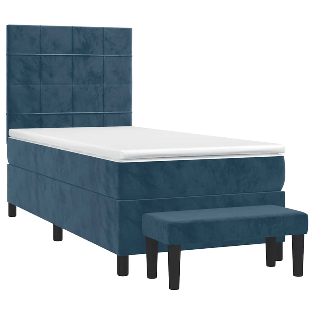 Box spring krevet s madracem tamnoplavi 80 x 200 cm baršunasti