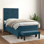 Box spring krevet s madracem tamnoplavi 80 x 200 cm baršunasti