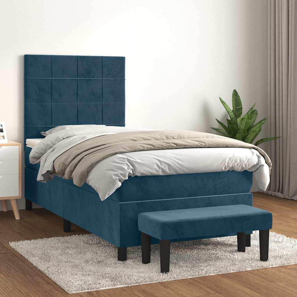 Box spring krevet s madracem tamnoplavi 100x200 cm baršunasti