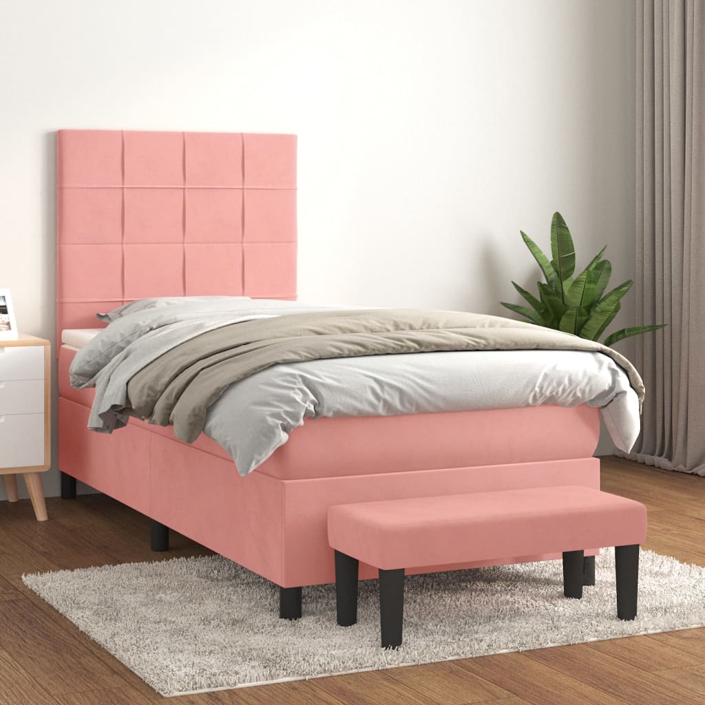 Box spring krevet s madracem ružičasti 100x200 cm baršunasti