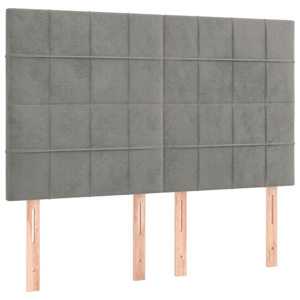 Krevet s oprugama i madracem svjetlosivi 140x200 cm baršunasti