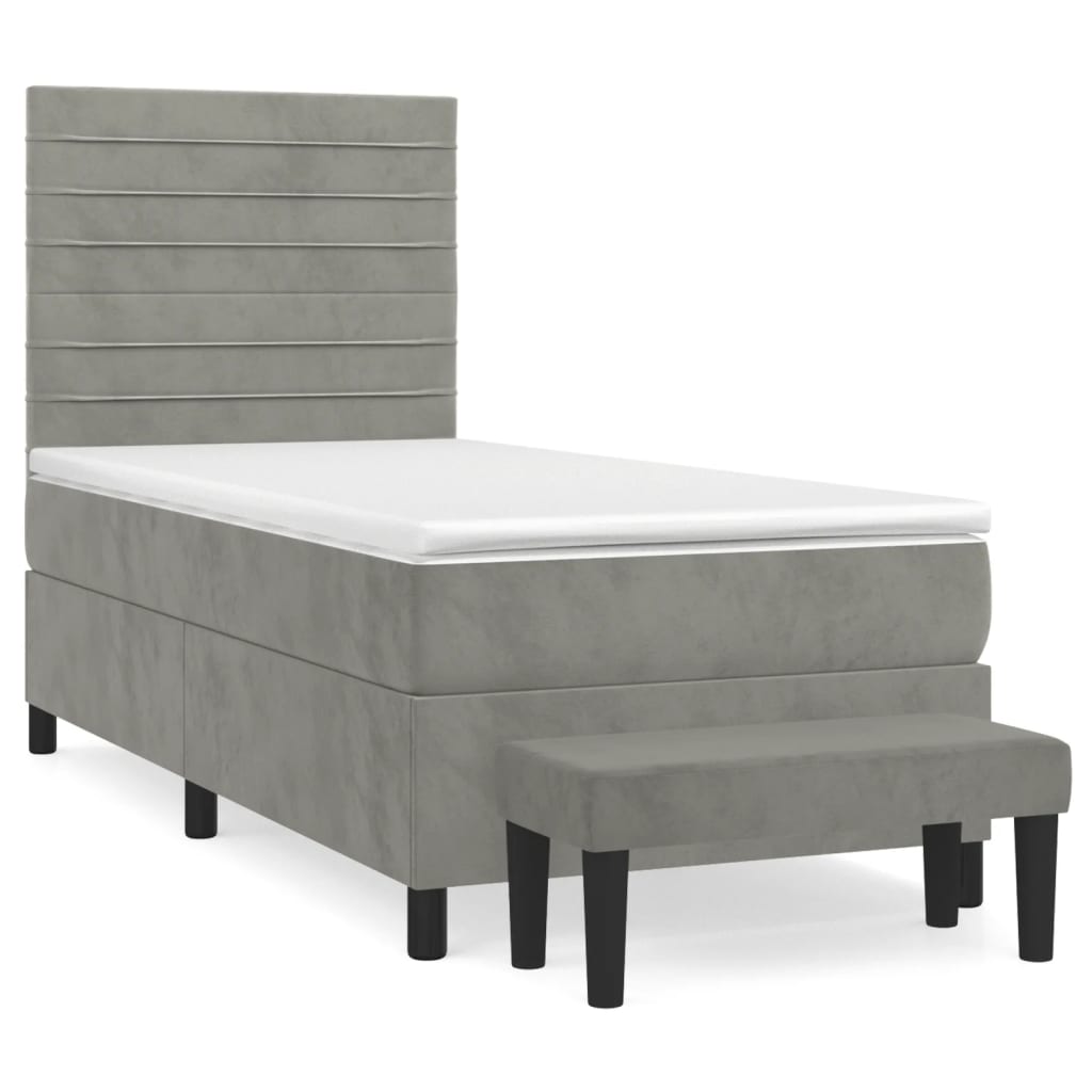 Box spring krevet s madracem svjetlosivi 80 x 200 cm baršunasti