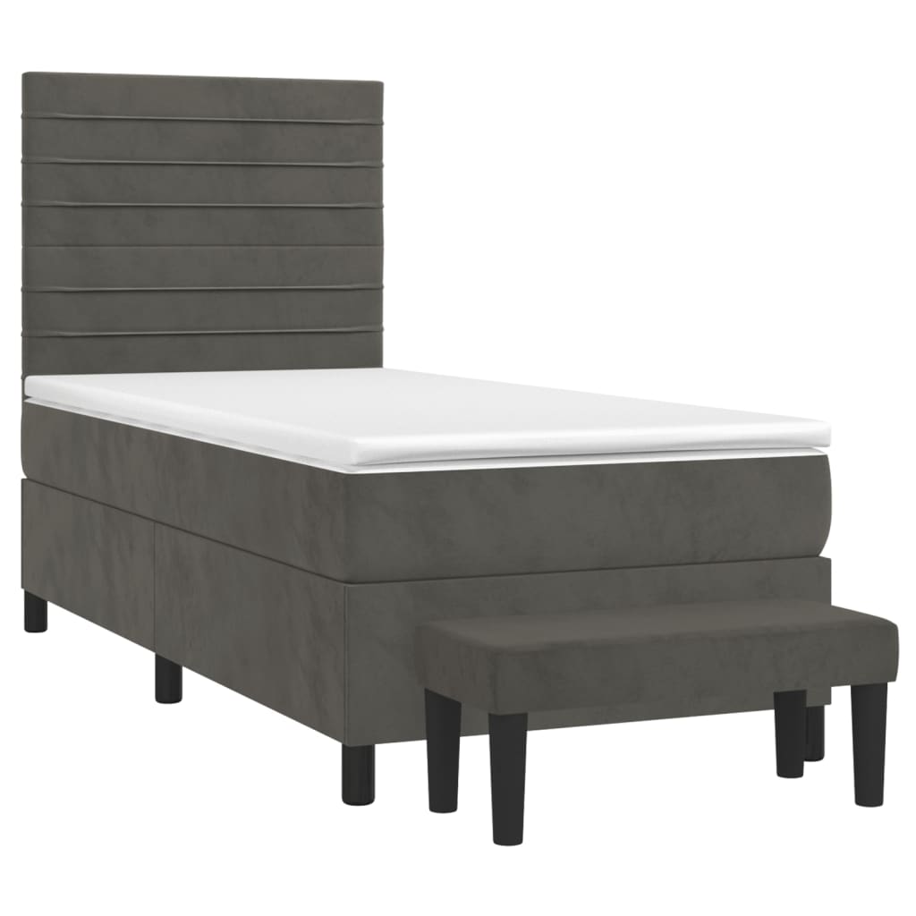 Box spring krevet s madracem tamnosivi 80 x 200 cm baršunasti