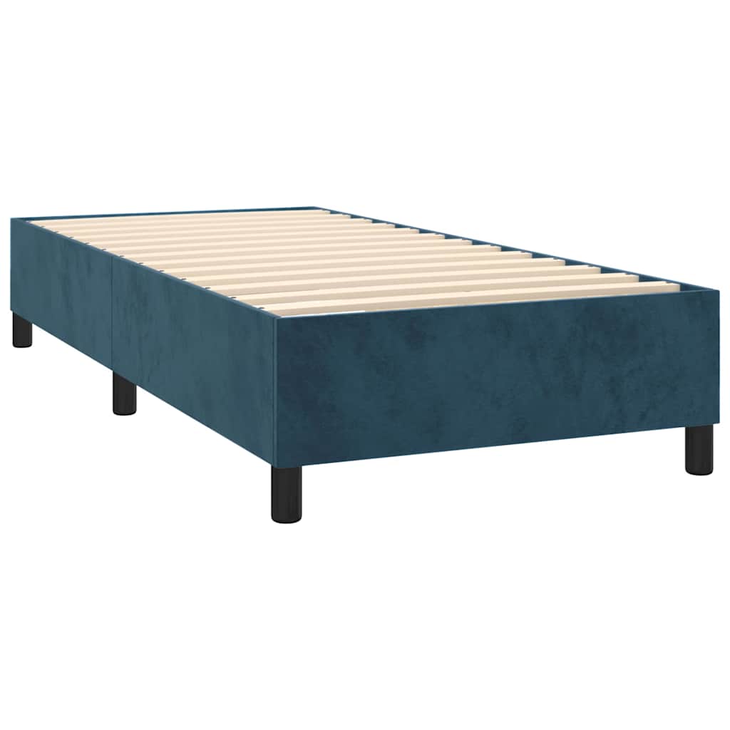 Box spring krevet s madracem tamnoplavi 90x190 cm baršunasti