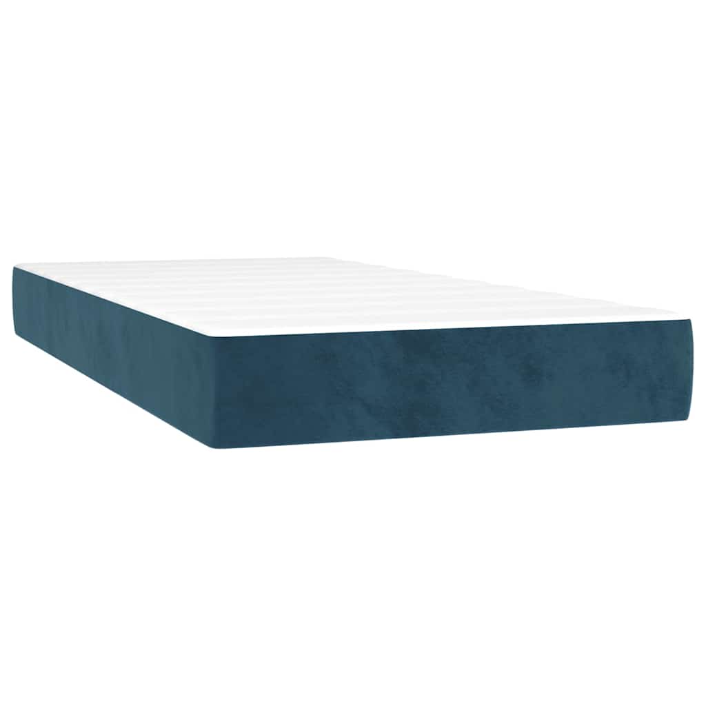 Box spring krevet s madracem tamnoplavi 90x190 cm baršunasti