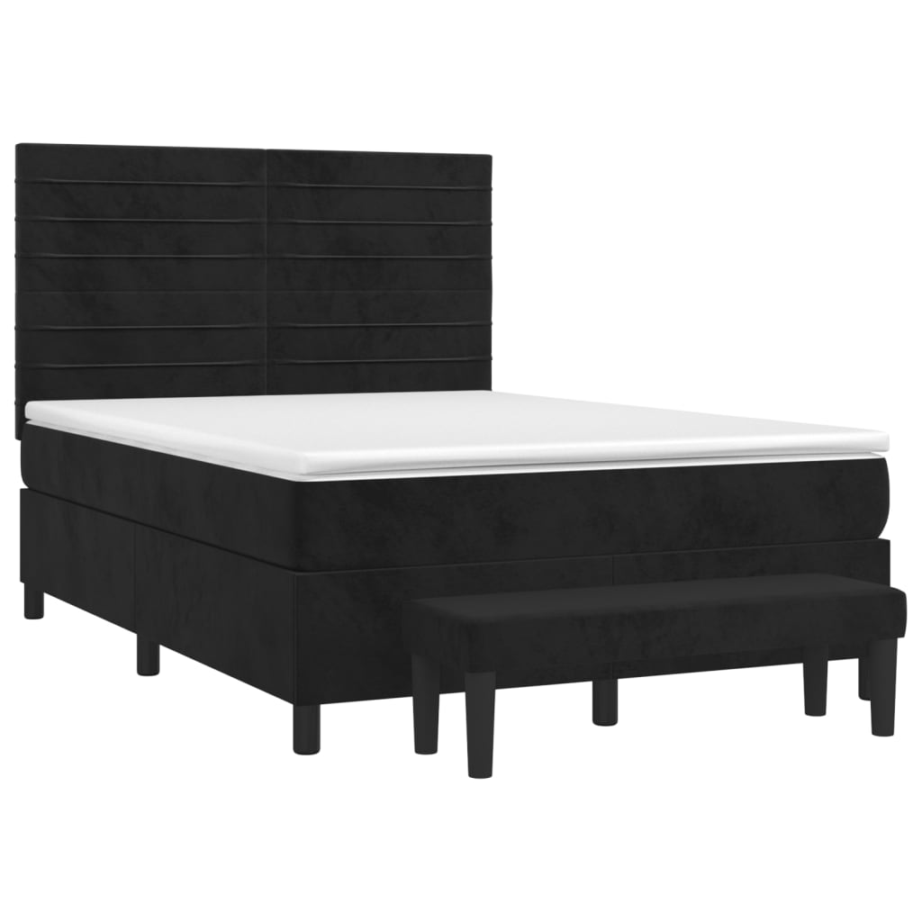Krevet s oprugama i madracem crni 140 x 190 cm baršunasti