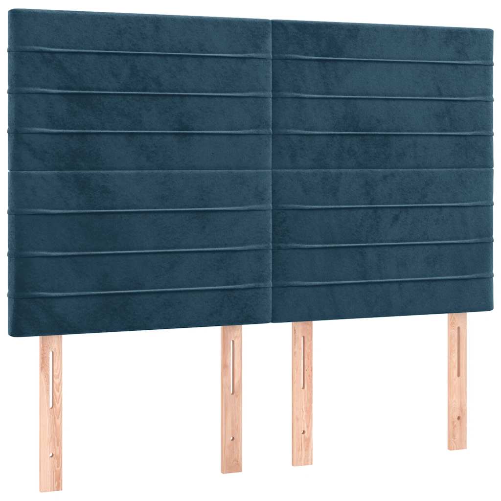 Krevet s oprugama i madracem tamnoplavi 140x200 cm baršunasti