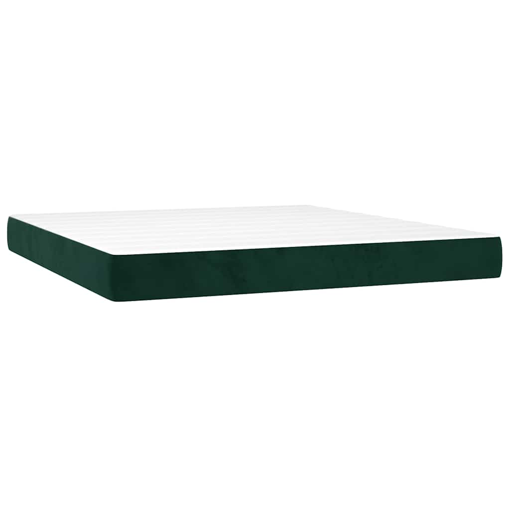 Krevet s oprugama i madracem tamnozeleni 160x200 cm baršunasti