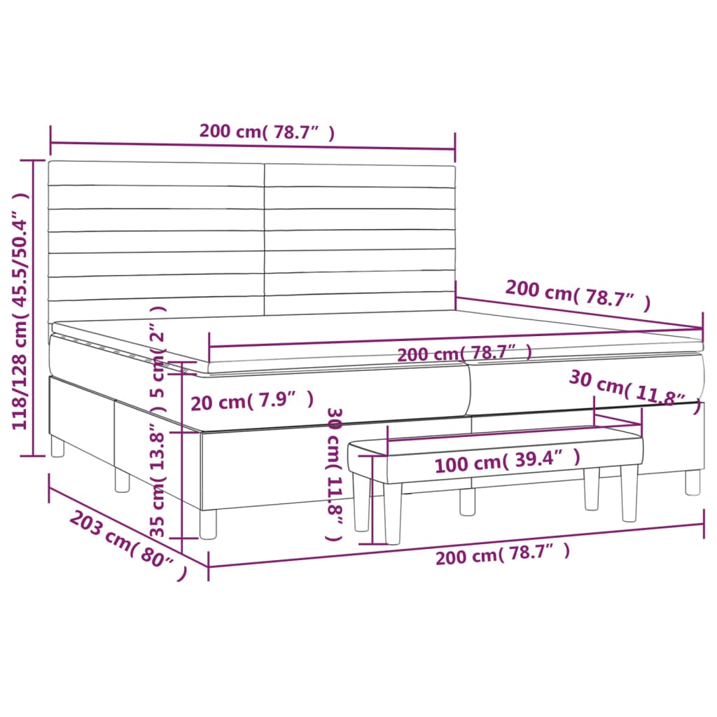 Krevet s oprugama i madracem tamnoplavi 200x200 cm baršunasti
