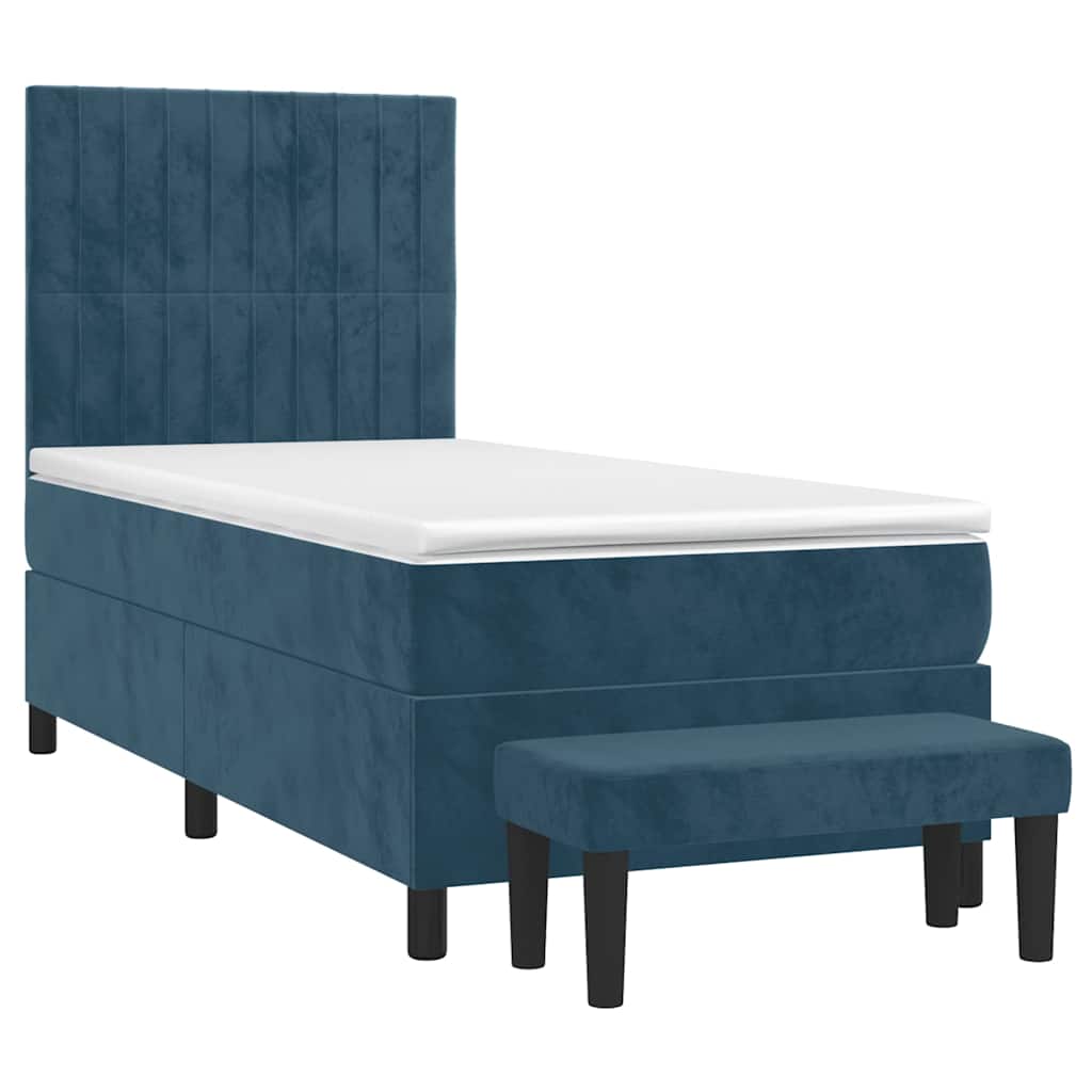 Box spring krevet s madracem tamnoplavi 100x200 cm baršunasti