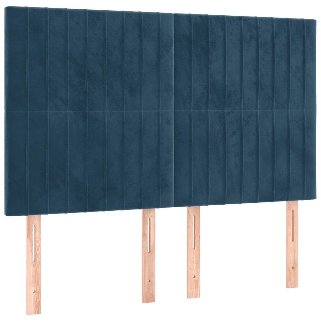 Krevet s oprugama i madracem tamnoplavi 140x190 cm baršunasti