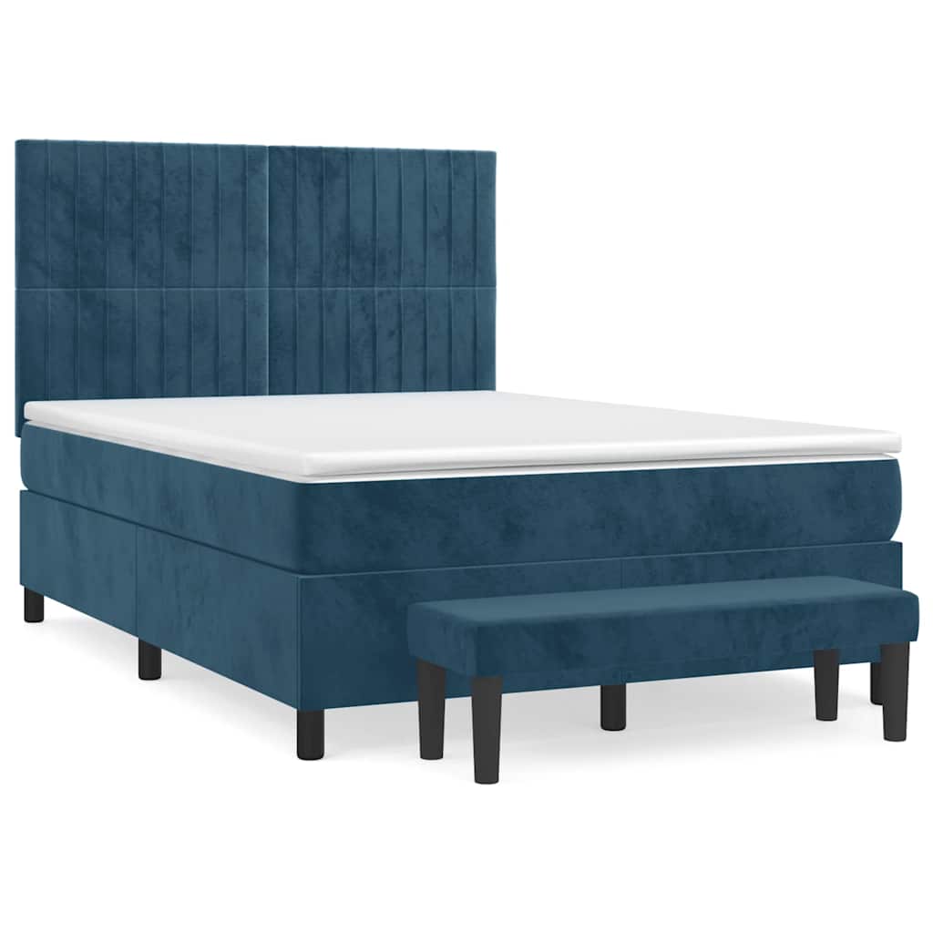 Krevet s oprugama i madracem tamnoplavi 140x200 cm baršunasti