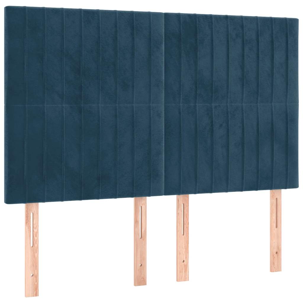 Krevet s oprugama i madracem tamnoplavi 140x200 cm baršunasti